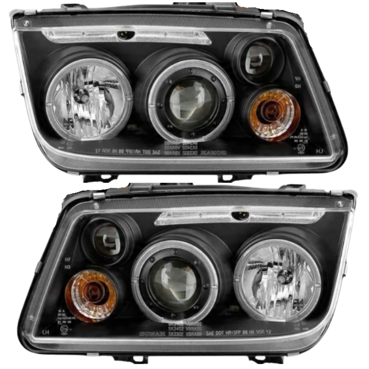 Angel Eyes Scheinwerfer für VW Bora 1J 09.1998-07.2005 NSW schwarz