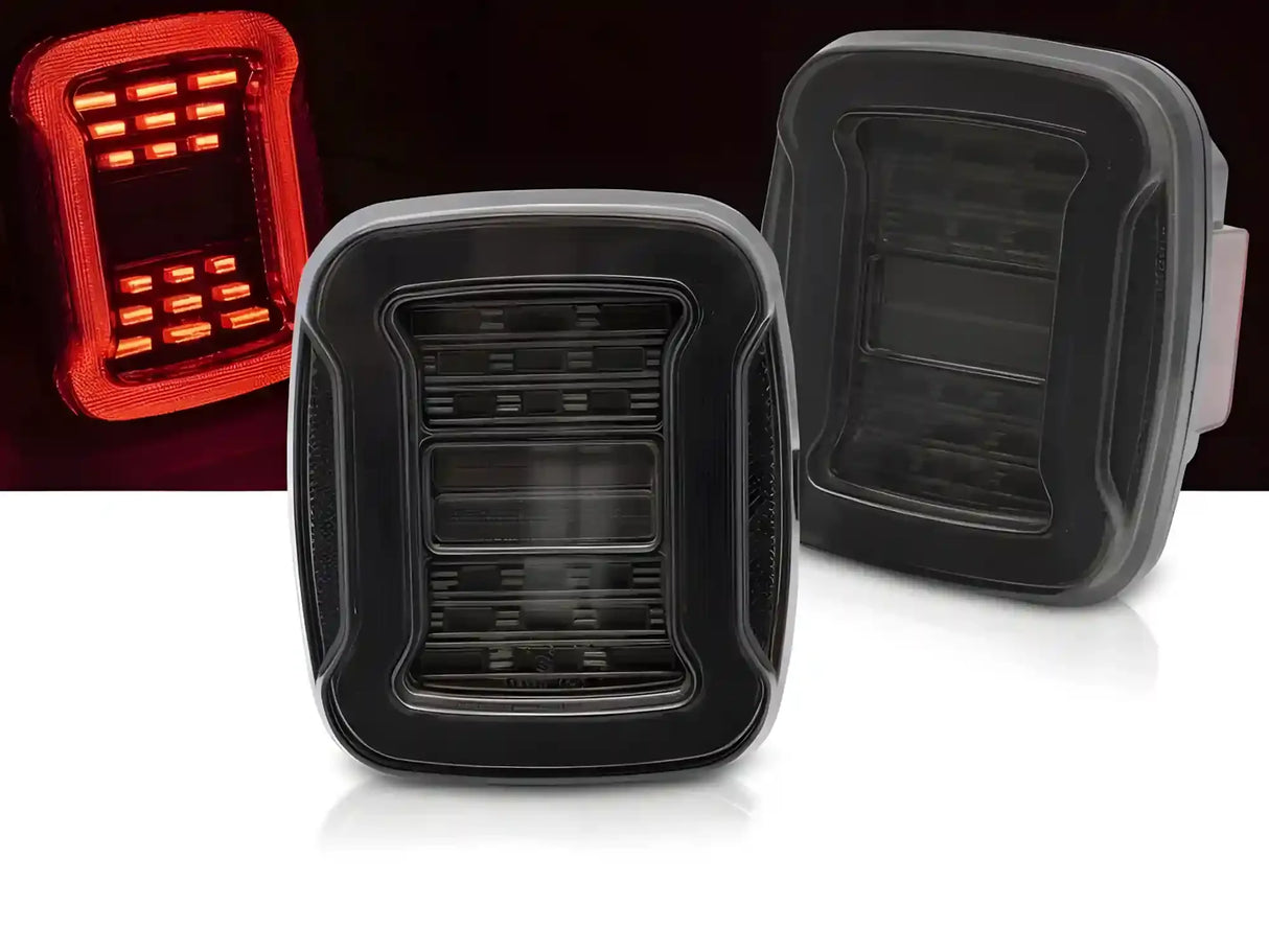 Voll LED Rückleuchten Set Smoke für Jeep Wrangler YJ 1991–1996 & TJ 1996–2006 mit dynamischem Blinker