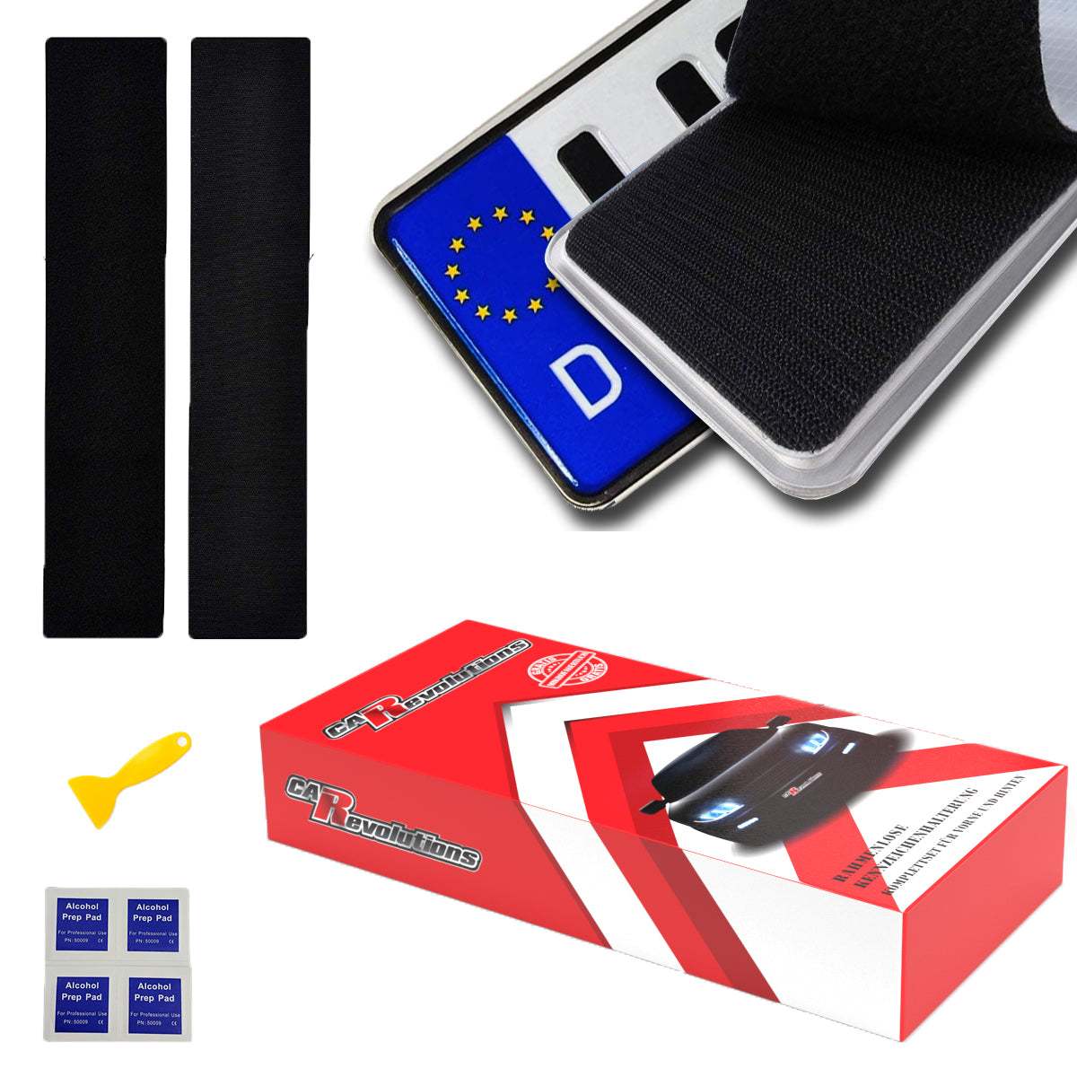 2x Auto und Motorrad Kennzeichenhalter Klett Set rahmenlos