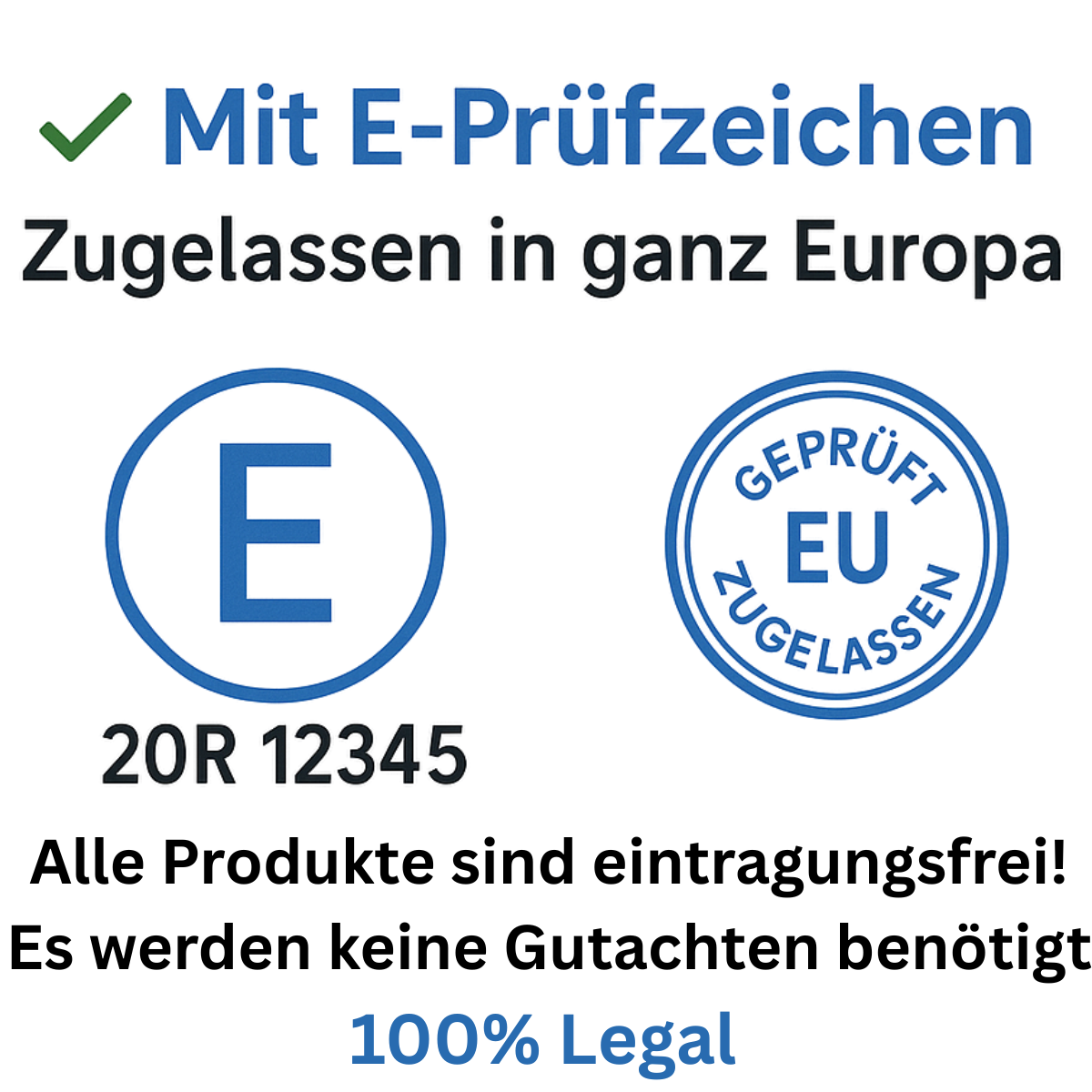 E-Prüfzeichen Zulassung Europa für LED-Scheinwerfer Rückleuchten Tagfahrlichter mit 20R Nummer