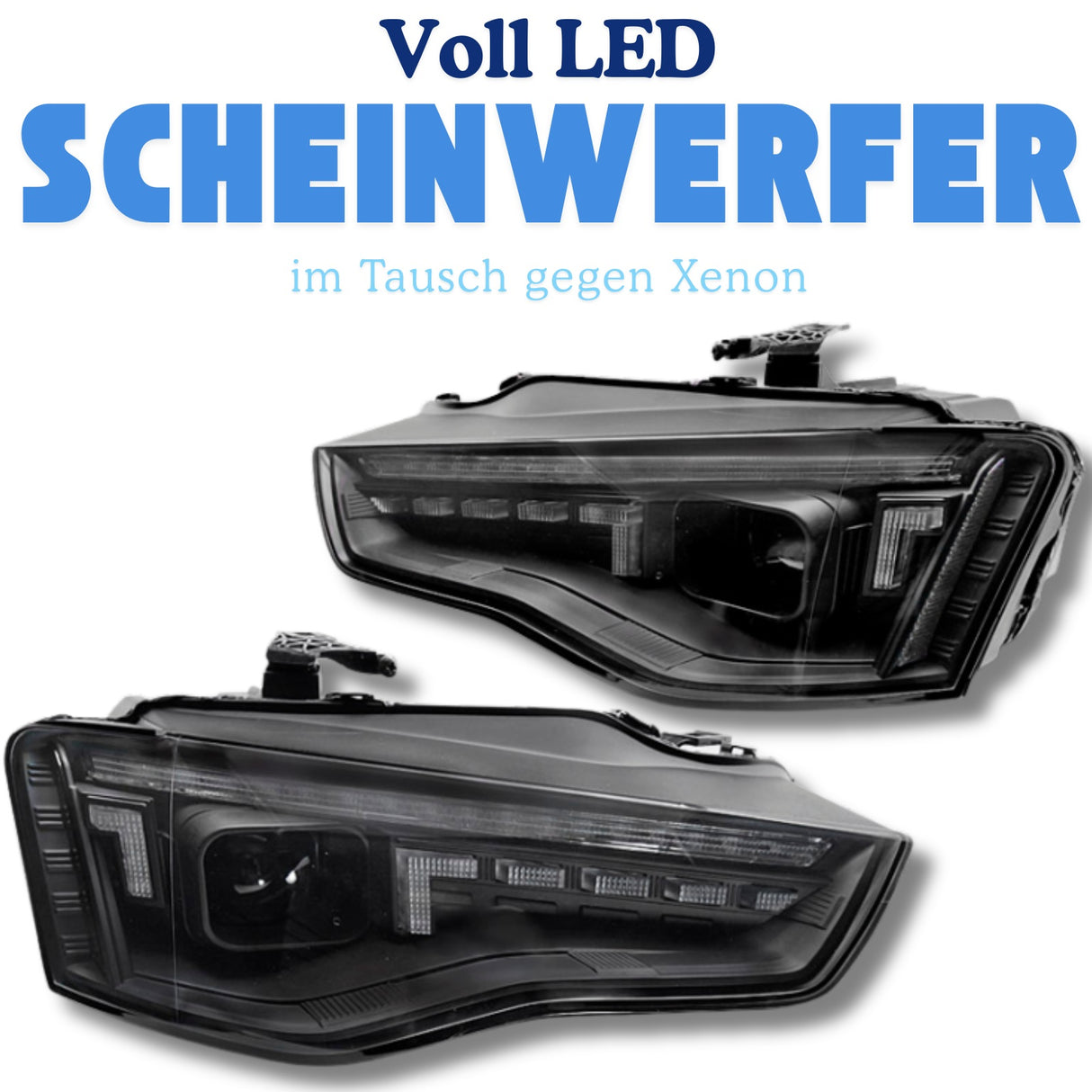 Voll LED Scheinwerfer im Tausch gegen Xenon für Audi A3 8V, schwarzes Design
