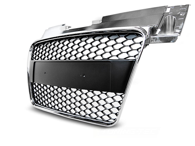 grill RS5 Look Chrom Schwarz mit Wabengitter und Kennzeichenhalterung für Audi A5 Kühler