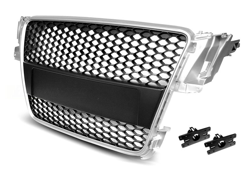 grill RS5 Look Wabenmuster silber schwarz mit Clips Tuning Zubehör für Audi A5 Kühler