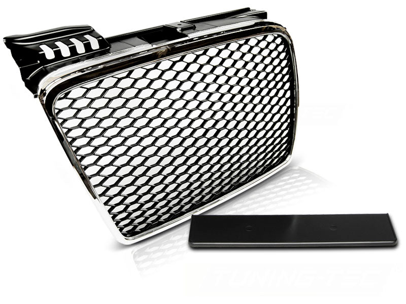 Frontgrill Sport Chrom Schwarz mit Kennzeichenhalter für Limousine Avant für Audi A4 B7