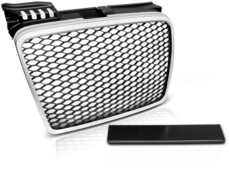 Sport Frontgrill Silber Schwarz Audi A4 B7 2004-2008 Limousine Avant mit Kennzeichenhalter