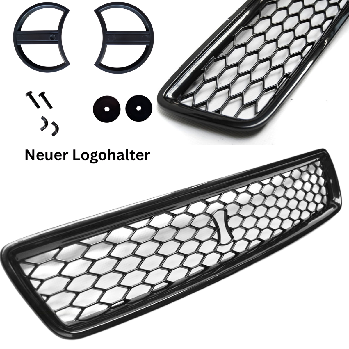 Frontgrill Wabengrill für Audi A4 B5 11.1994 - 09.2000 schwarz Sportgrill inkl. Logo Halter