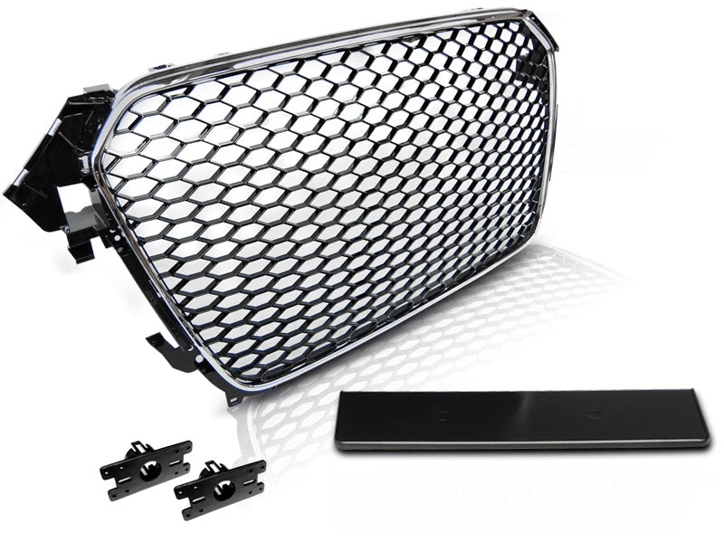 Sportgrill für Audi A4 (B8) 11.2011-2015 schwarz mit Chromrahmen