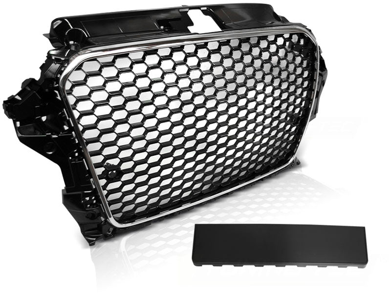 Frontgrill Chrom Schwarz 2012-2016 mit PDC und Logo-Halter für Audi A3 S3 8V