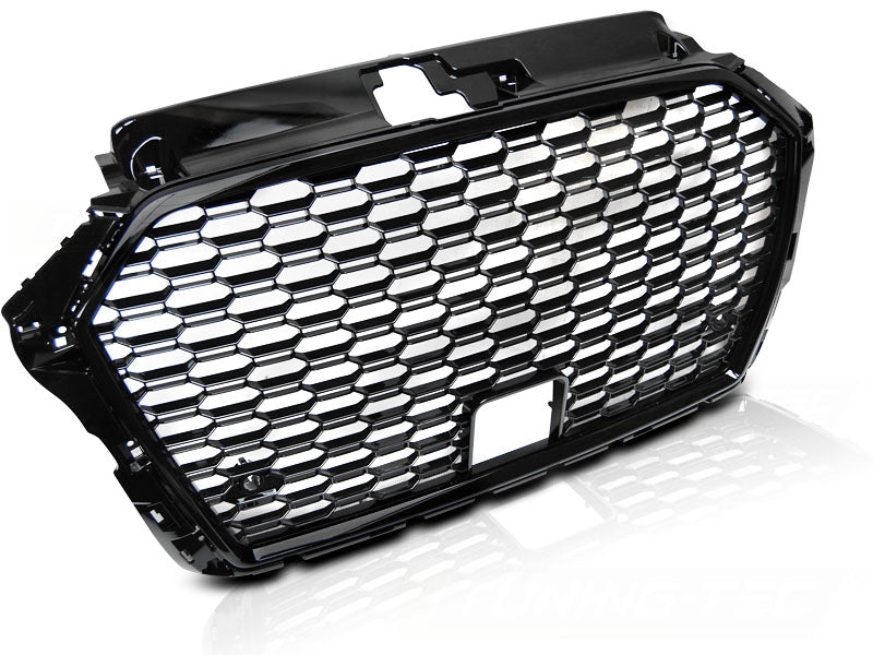 Sport Frontgrill Schwarz Hochglanz Audi A3 8V 2017-2020 mit Logo-Halter, ACC-Abdeckung, PDC-Bohrungen