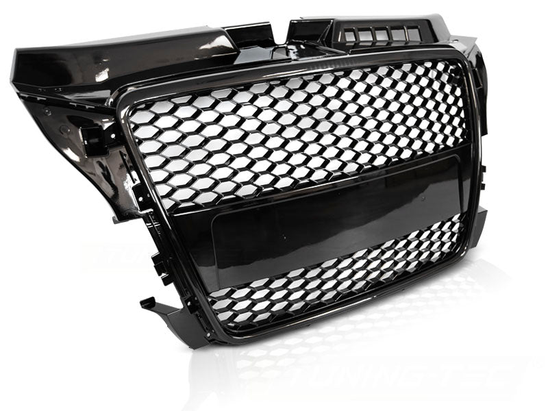 Sport Frontgrill Hochglanz Schwarz Audi A3 8P 2008-2012 mit Logo-Halter