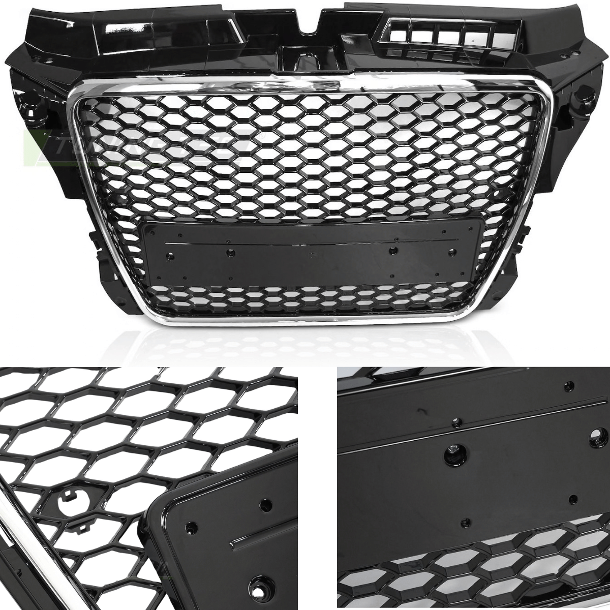 Sport Kühlergrill für Audi A3 8P 2008-2012 schwarz chrom mit PDC Halterung