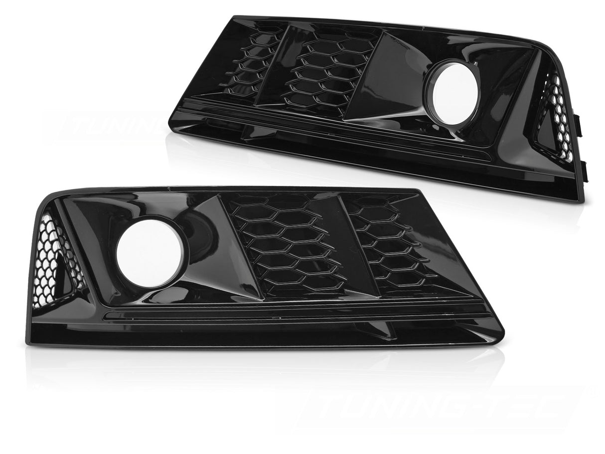 Glanzschwarze Nebelscheinwerfer Gitter für Audi A4 B9 2015-2019 Blenden Set