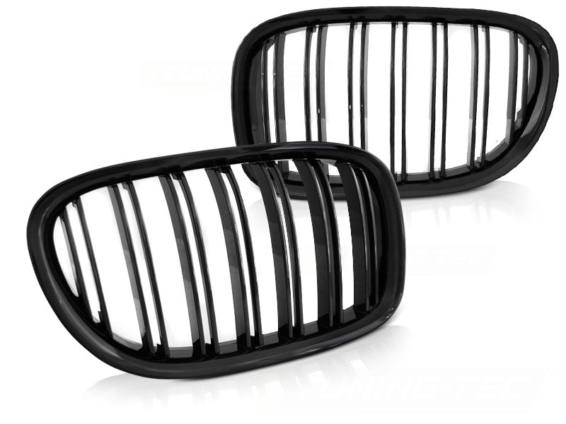 Nieren Kühlergrill Set Doppelsteg Glanz Schwarz 2009-2015 Tuning für BMW 7er F01
