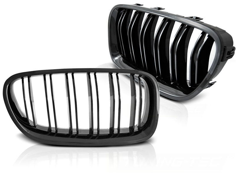 Sport Kühlergrill Set Doppelsteg Glanz Schwarz für BMW 5er F10 F11 Tuning Zubehör