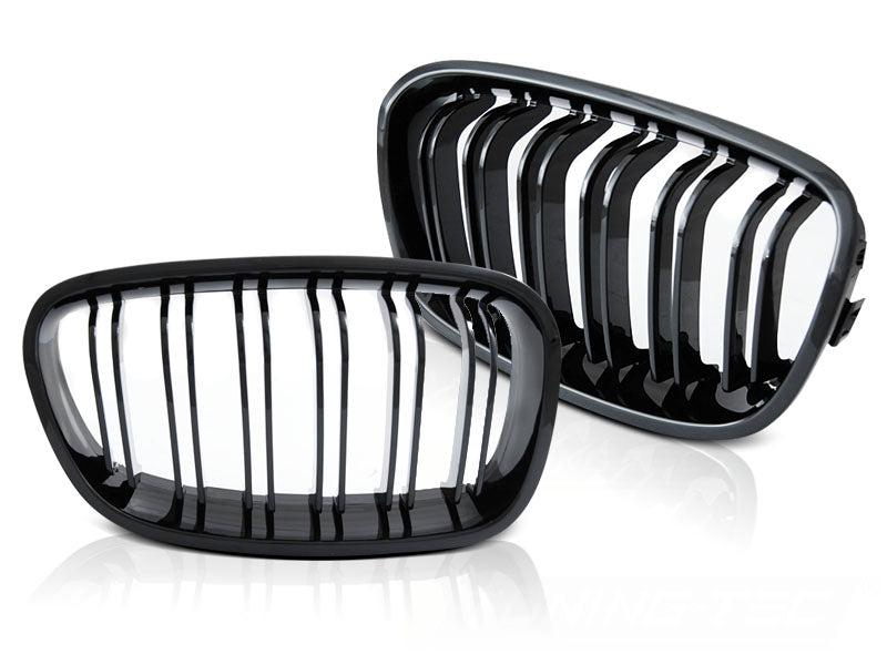 Sport Nieren Grill Set Glanz Schwarz für BMW 1er F20 F21 Doppelsteg Tuning Zubehör