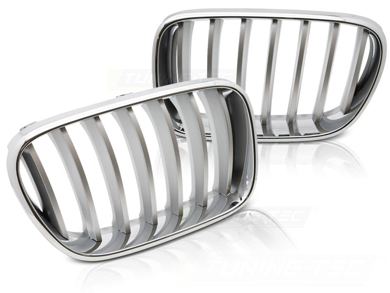Chrom Titan Frontgrill Set für BMW X3 F25 2010-2014 Kühlergrill Nieren Tuning