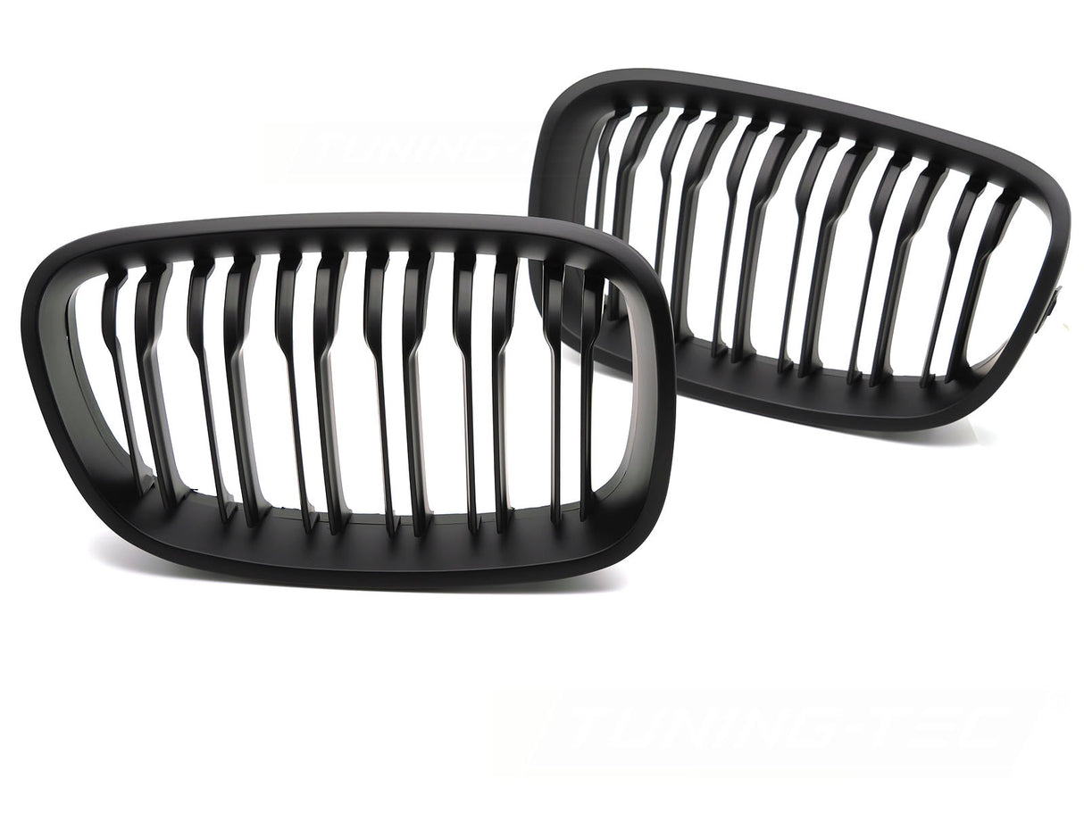 Sport Kühlergrill Doppelsteg BMW 1er F20 F21 2011-2014 Schwarz Glanz Set