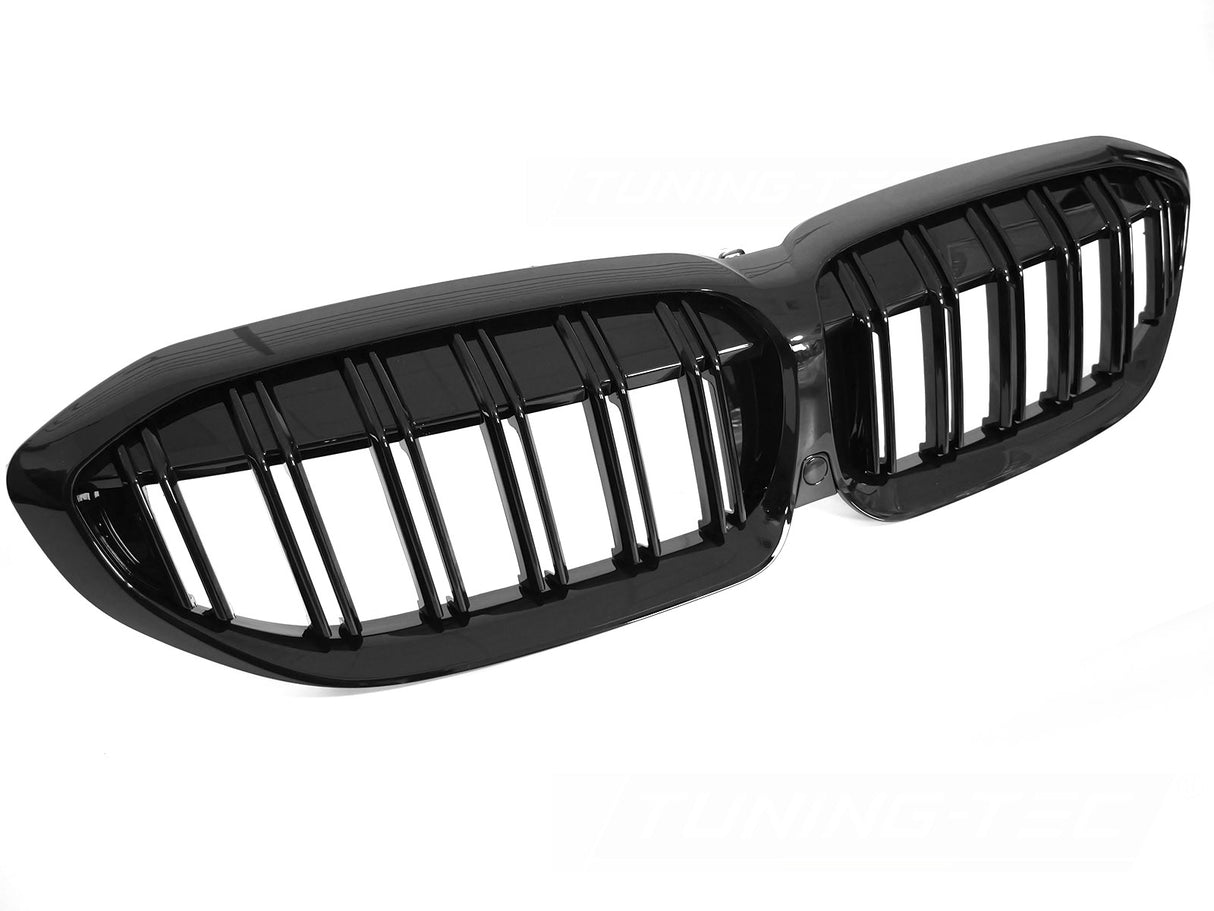 Sport Kühlergrill Doppelsteg Schwarz Glanz für BMW 3er G20 G21 2019-2022 mit Kamera