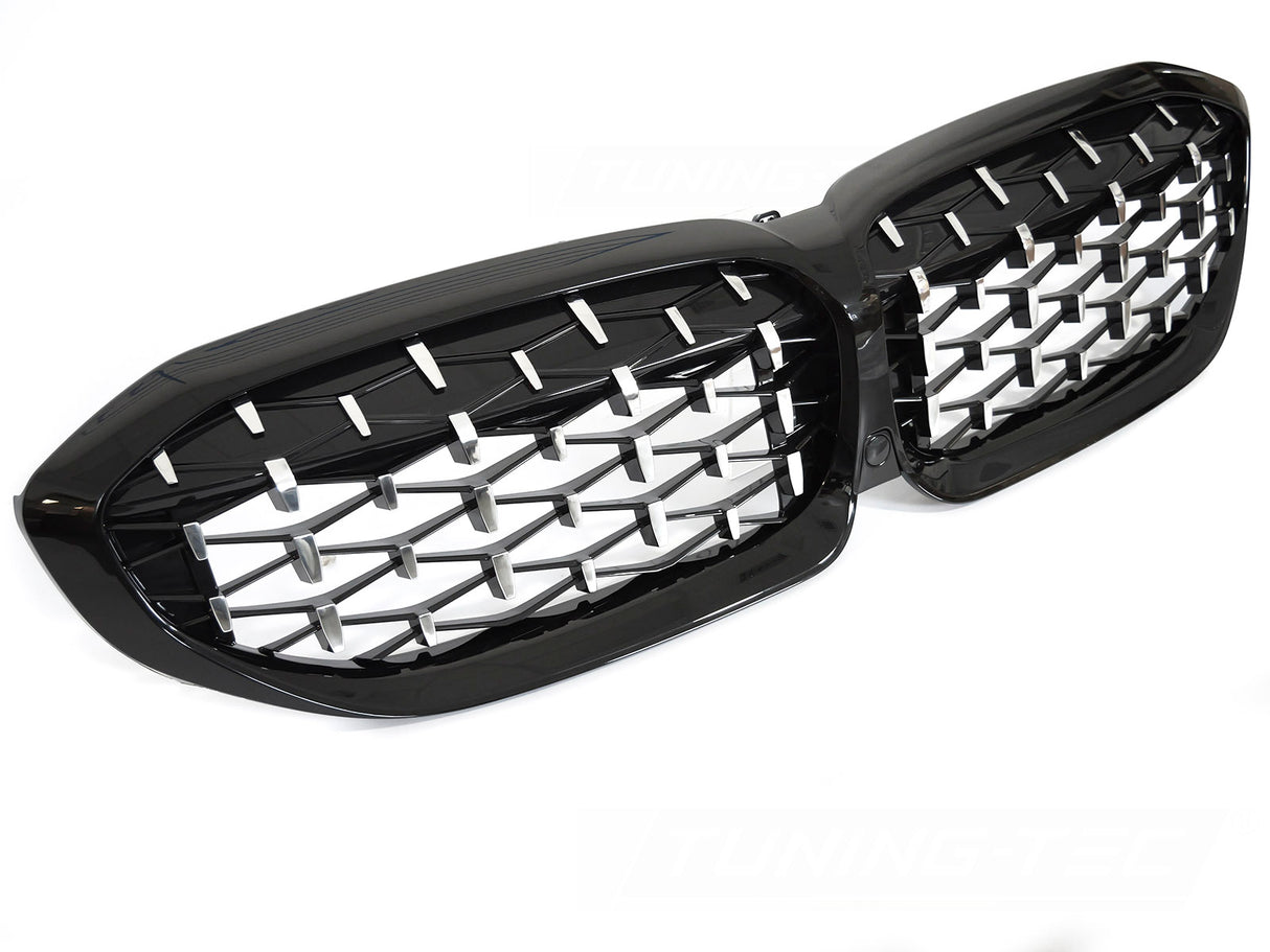grill Set Chrom Schwarz 2019-2022 Diamond Optik mit Kamera für BMW G20 G21 Kühler