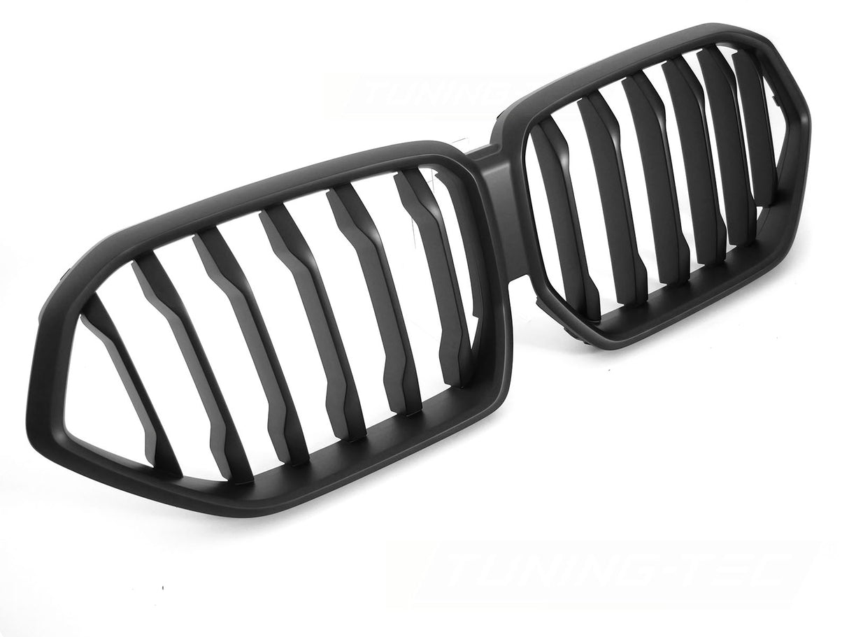Schwarzer Kühlergrill für BMW X6 G06 2019-2023 mit Kamera-Loch, Glanz