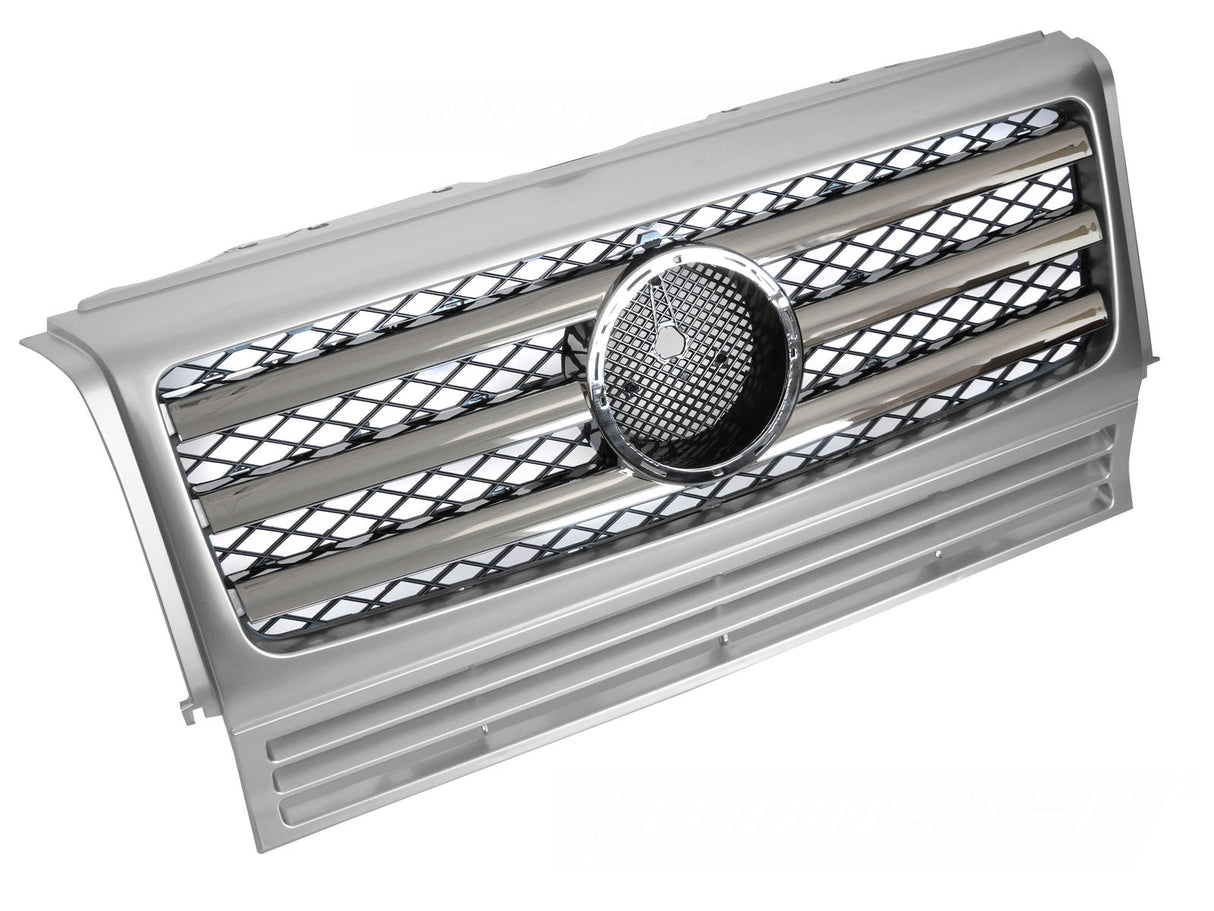 Sport Kühlergrill Silber Chrom Mercedes G-Klasse W463 1990-2012 Tuning Zubehör