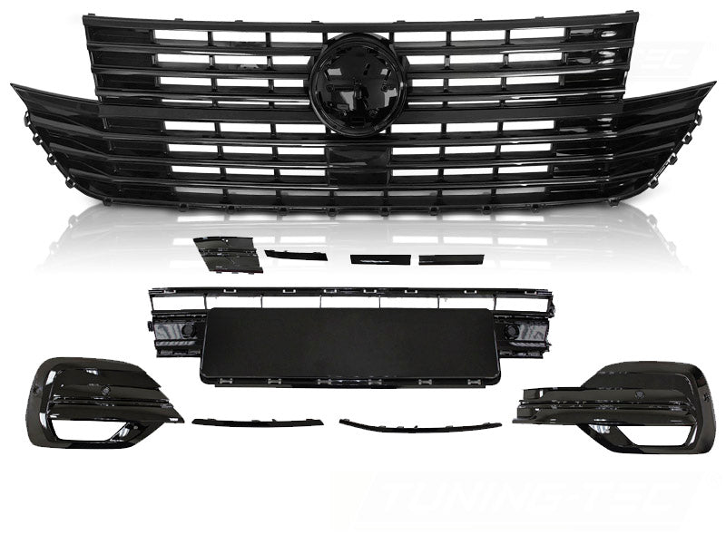 Kühlergrill mit Stoßstangen Element für VW T6.1 2020- Glanz Schwarz Front Grill - CR Tuning