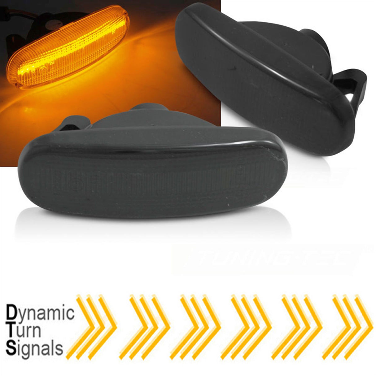 Dynamische LED Seitenblinker Set in schwarz für Fiat Stilo Panda Punto