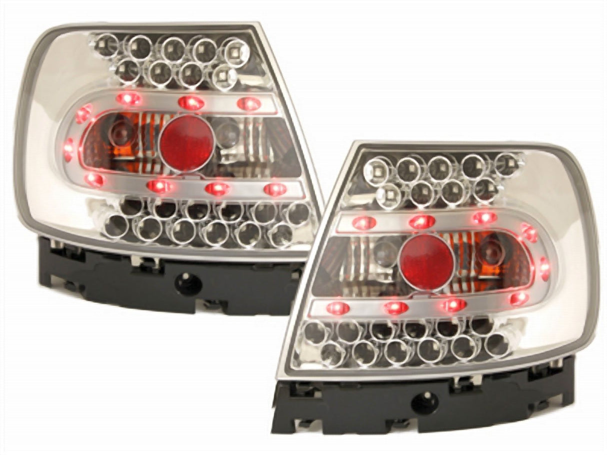 LED Rückleuchten chrom Audi A4 B5 1994-2000 Set mit roten LEDs und Chrom-Akzenten