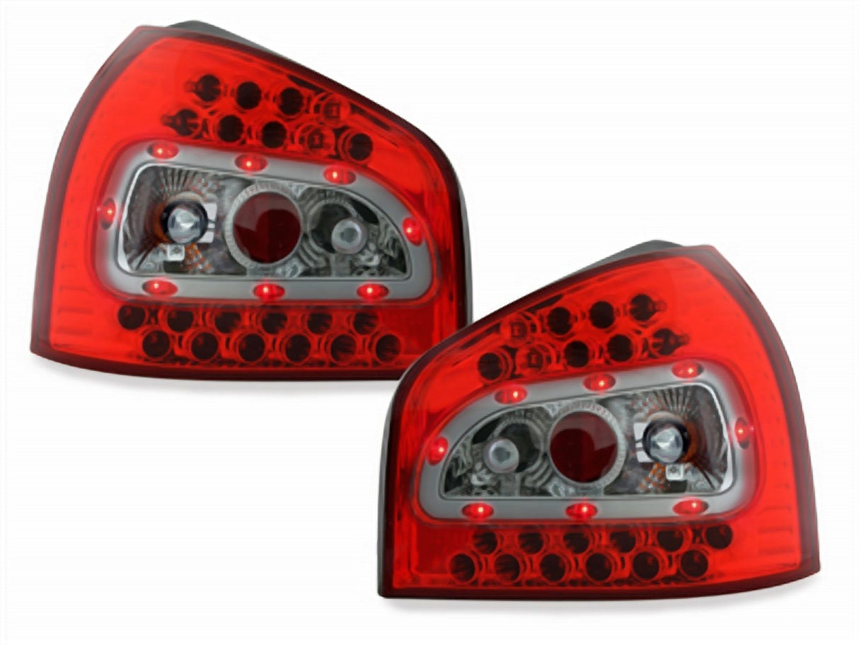 LED Rückleuchten rot chrom für Audi A3 8L 96-00, Tuning Rücklichter Set
