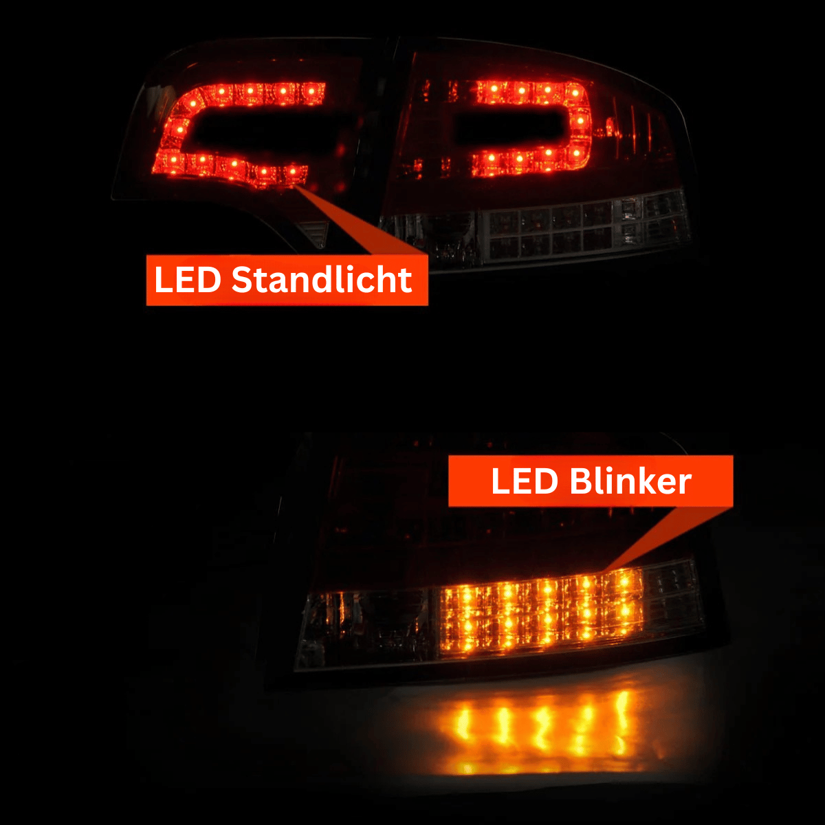 LED Rückleuchten Set für Audi A4 B7 Limousine 11.2004-03.2008 Rot / Smoke