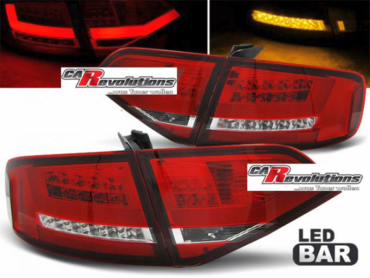LED Rückleuchten für Audi A4 B8 Avant mit markanter Lichtleiste und dynamischem Blinker, Tuning Zubehör von CR-Tuning