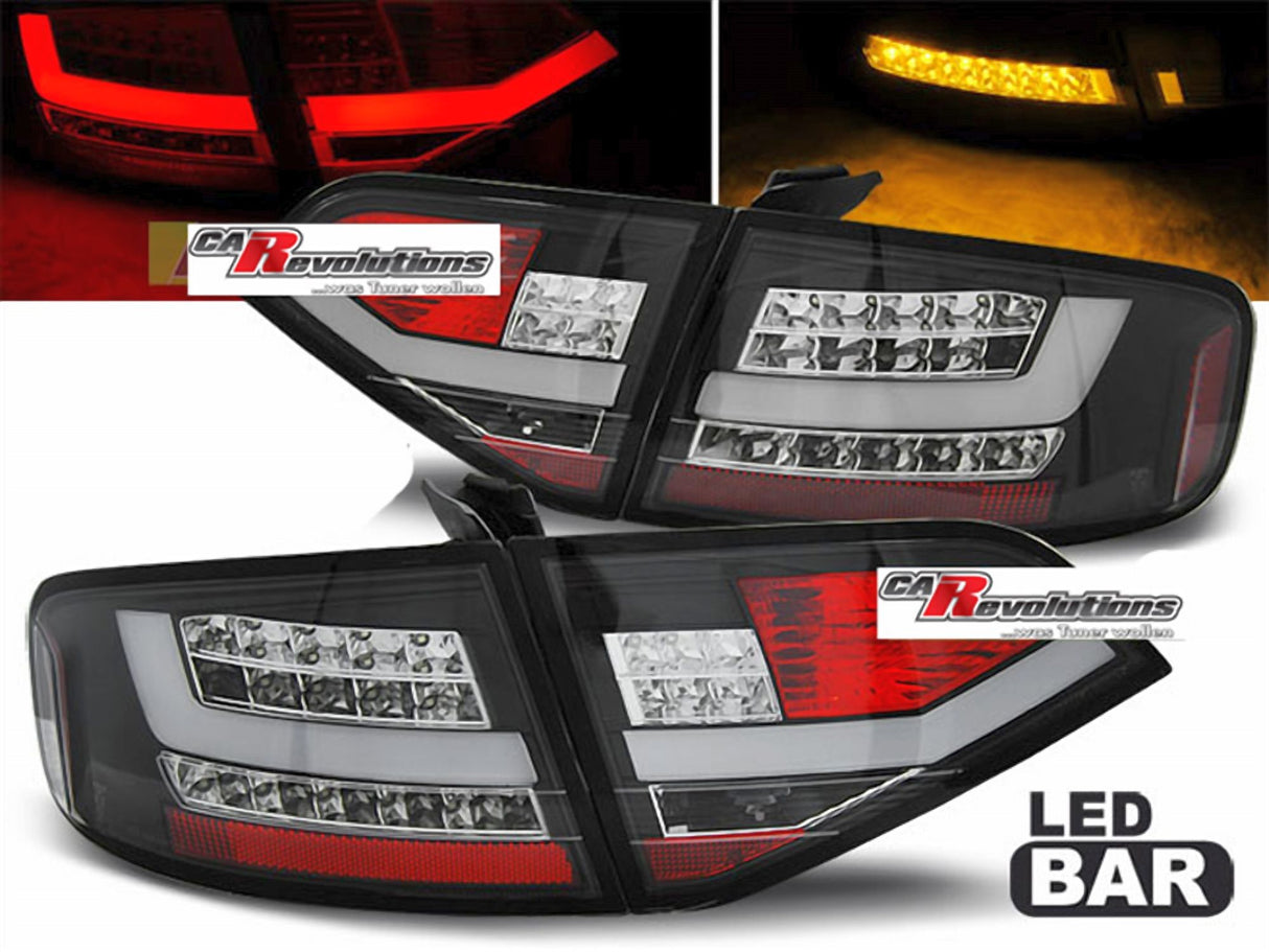 Schwarze LED Rückleuchten für Honda Civic 8 mit roten und weißen Lichtbändern, CR-Tuning