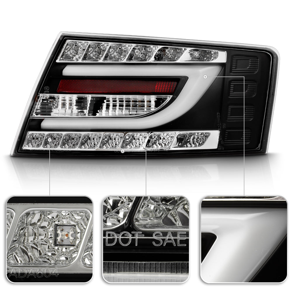 LED Rückleuchten Set Schwarz für Audi A6 C6 Limousine 04.2004-2008 mit Light Bar, 7-poliger Stecker