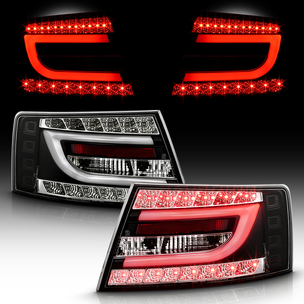 LED Rückleuchten Set Schwarz für Audi A6 C6 Limousine 04.2004-2008 mit Light Bar, 7-poliger Stecker