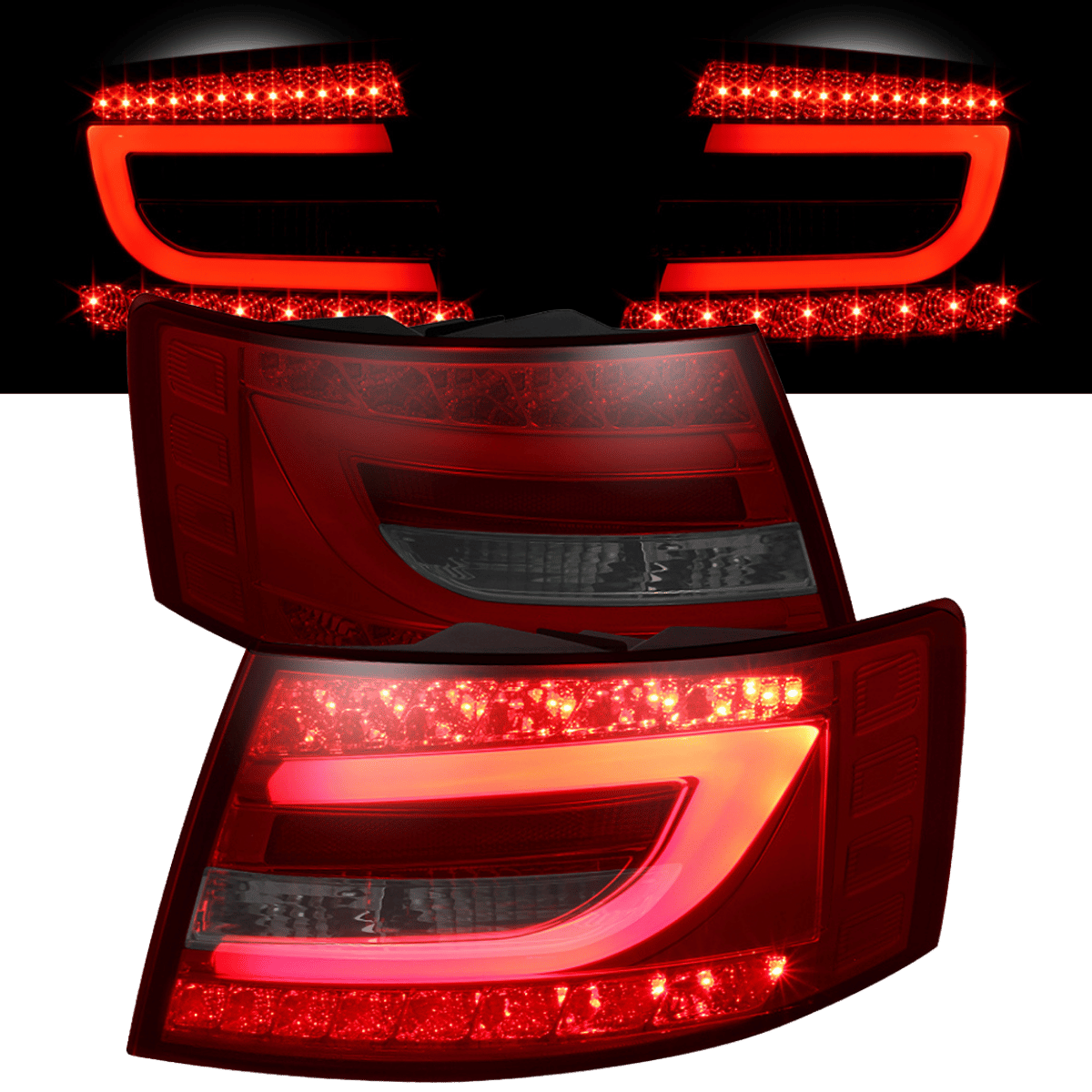 LED Rückleuchten Set Rot / Smoke für Audi A6 C6 Limousine 04.2004-2008 mit Light Bar, 7-poliger Stecker