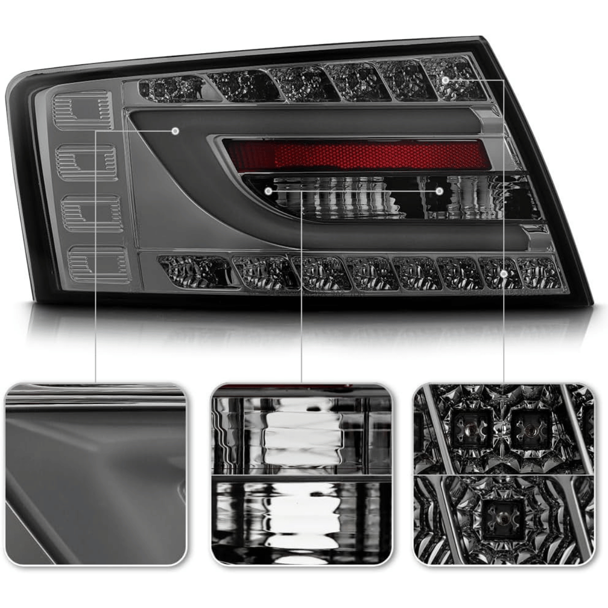 LED Rückleuchten Set in Smoke für Audi A6 C6 Limousine 04.2004-2008 6-poliger Stecker
