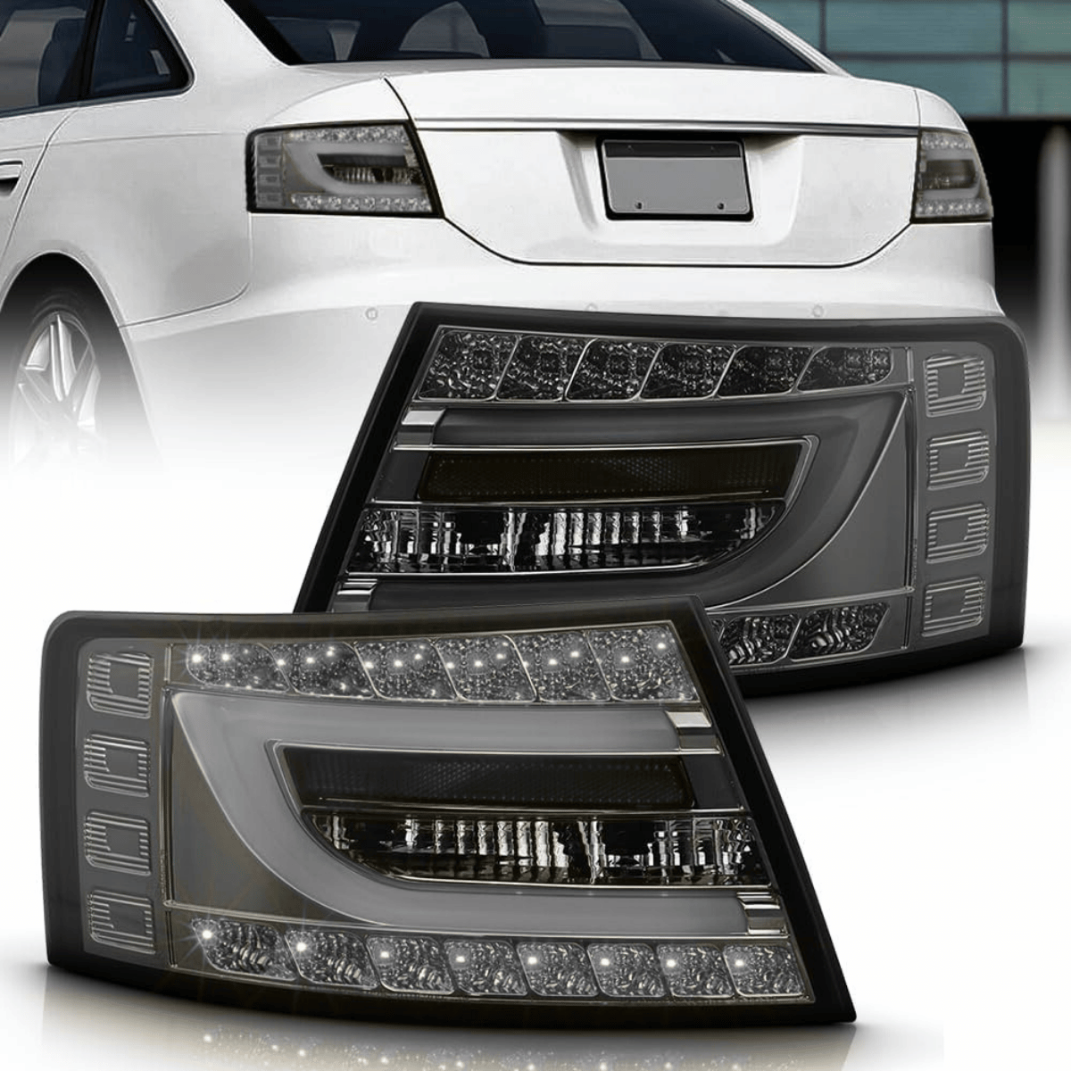 LED Rückleuchten Set Smoke für Audi A6 C6 Limousine 04.2004-2008 mit Light Bar