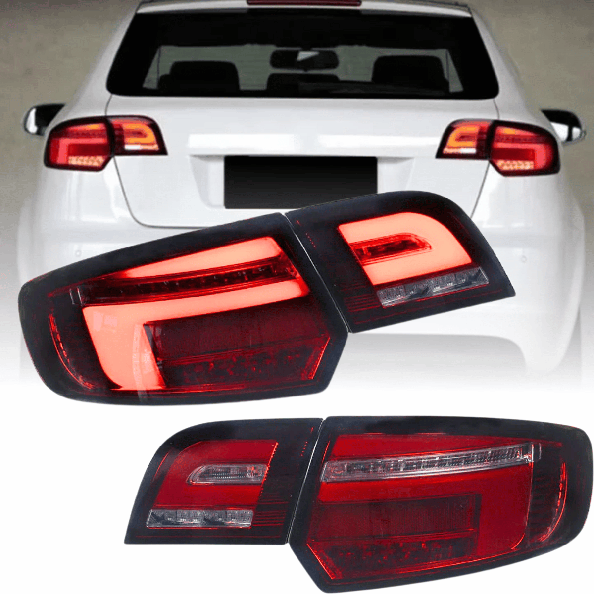 LED Lightbar Rückleuchten Set Rot für A3 8P Sportback 2003–2008 mit dynamischen Blinkern