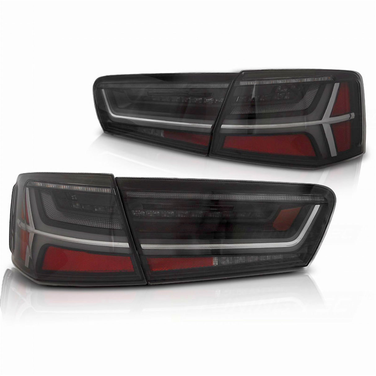 Voll LED Lightbar Rückleuchten Set Smoke für Audi A6 C7 Limousine 2011–2014 mit dynamischem LED Blinker