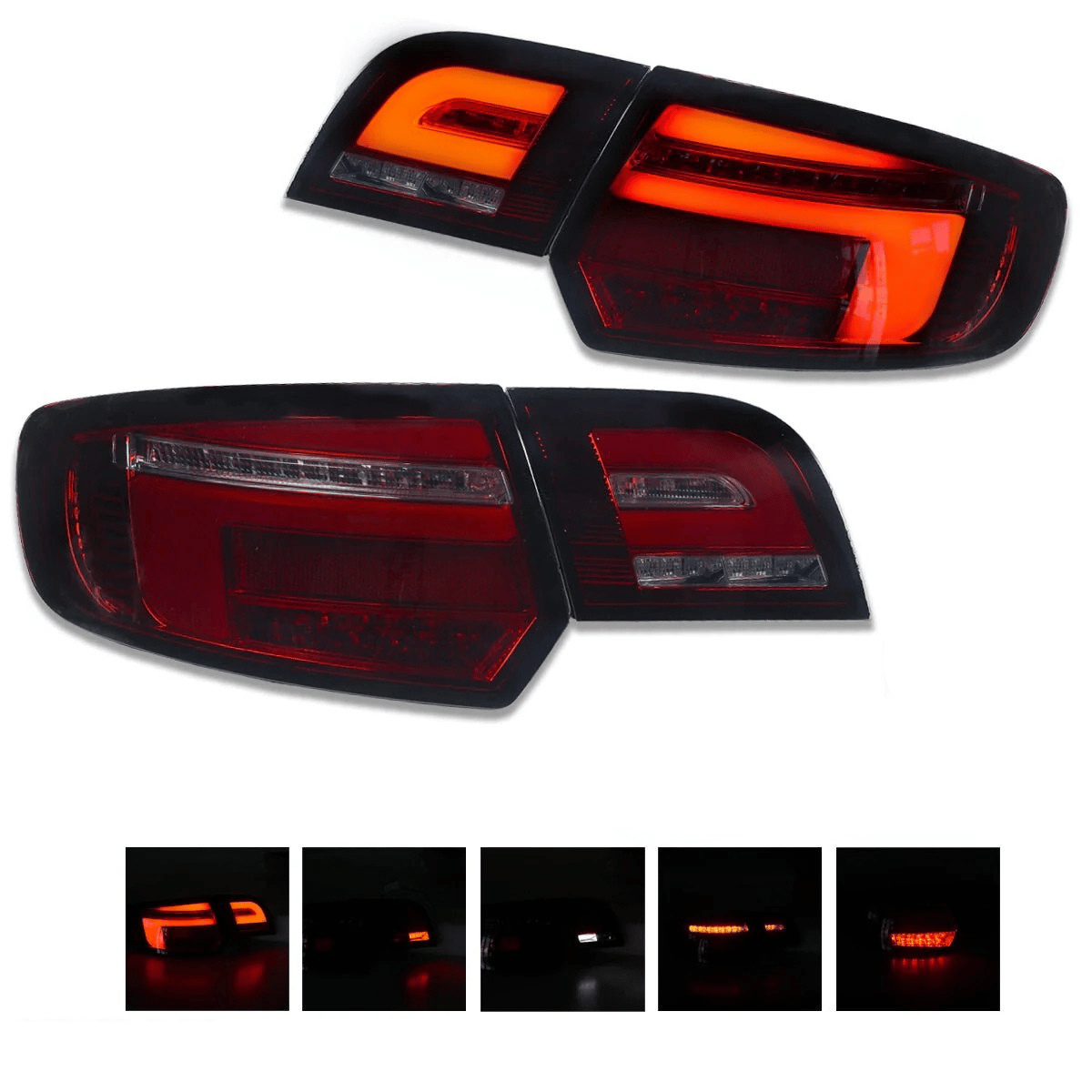LED dynamische Rückleuchten Set für Audi A3 8P FL Sportback 2009 bis 2012 in rot smoke