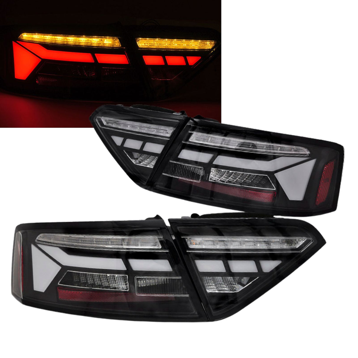 Voll LED Rückleuchten Set Schwarz für Audi A5 8T 2011-2016 dynamischer Blinker & Welcome Light