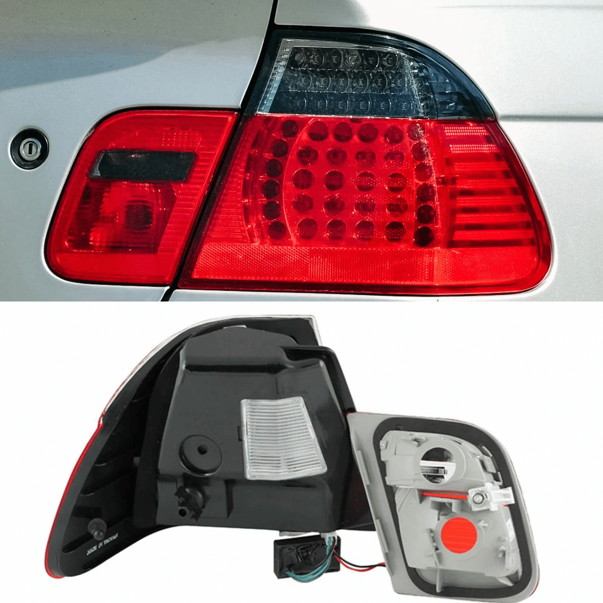 leuchten Rot Klarglas Tuning Scheinwerfer Rücklicht Set für BMW E46 LED Rück