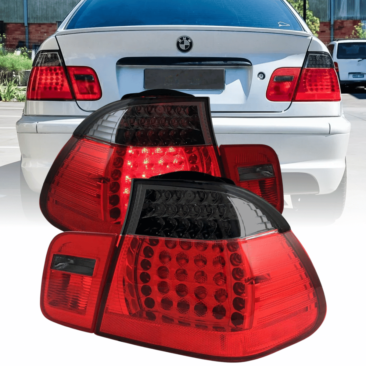 leuchten Set Limousine 09.2001-03.2005 rot smoke Tuning für BMW E46 LCI rote LED Rück