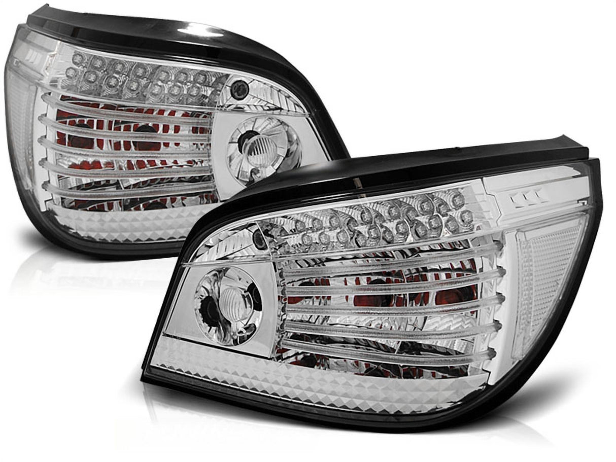 LED Rückleuchten für BMW E60 E61 mit Klarglas und Chrom-Finish, Tuning Zubehör