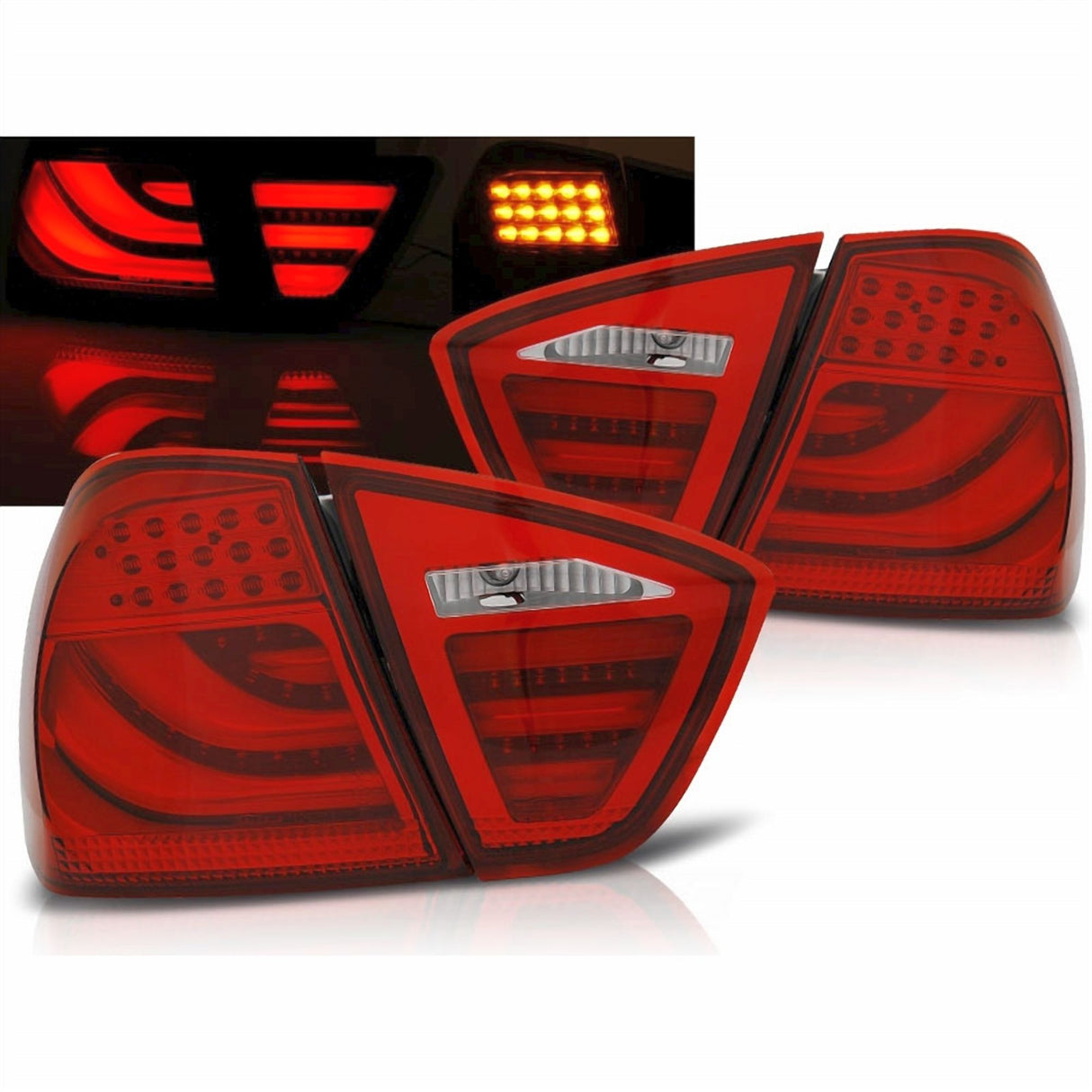 LED Lightbar Rückleuchten rot für BMW E90 Limousine, Tuning Rücklichter Set