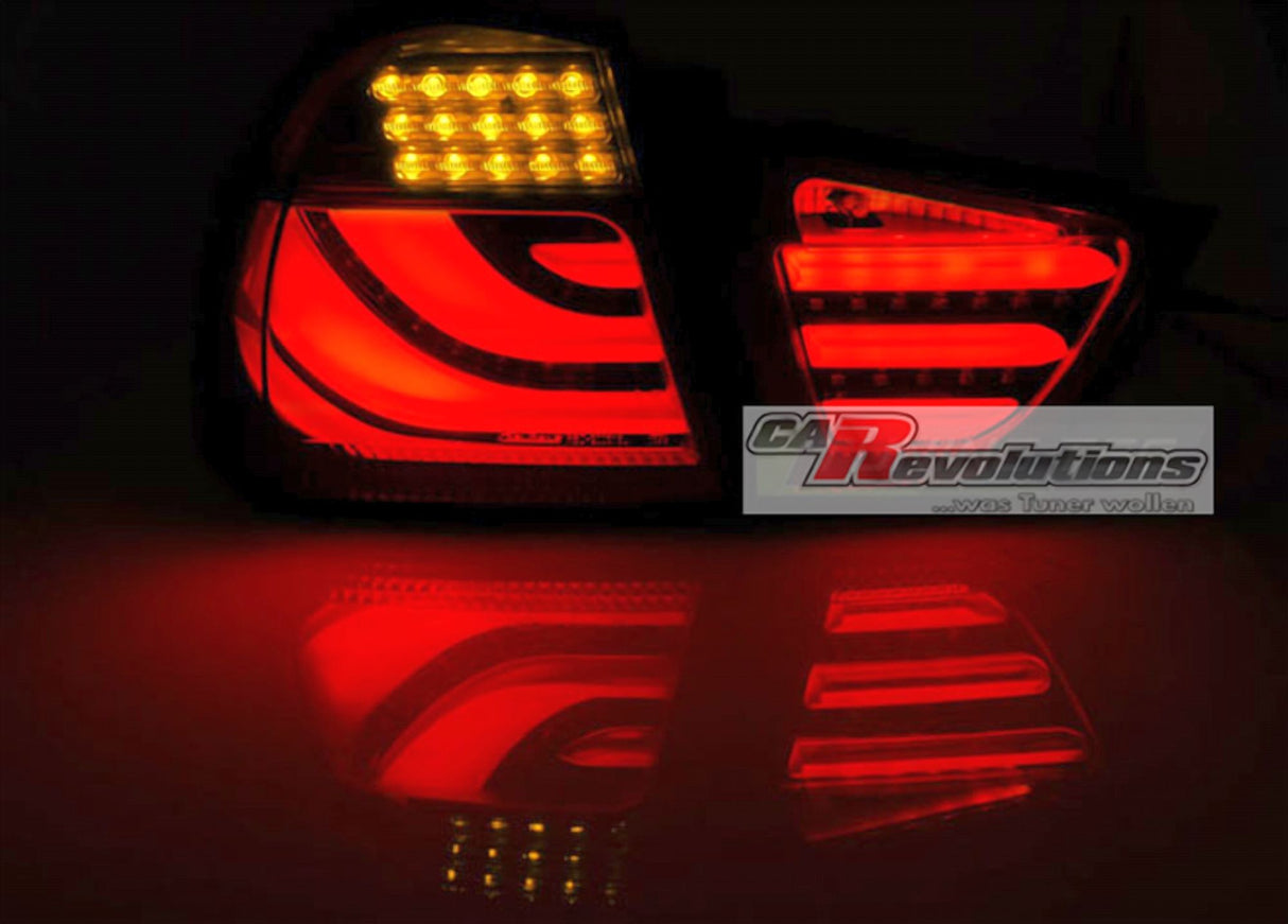 leuchten rot mit gelben Blinkern, Tuning Zubehör von CR-Tuning für BMW E90 E91 LED Rück