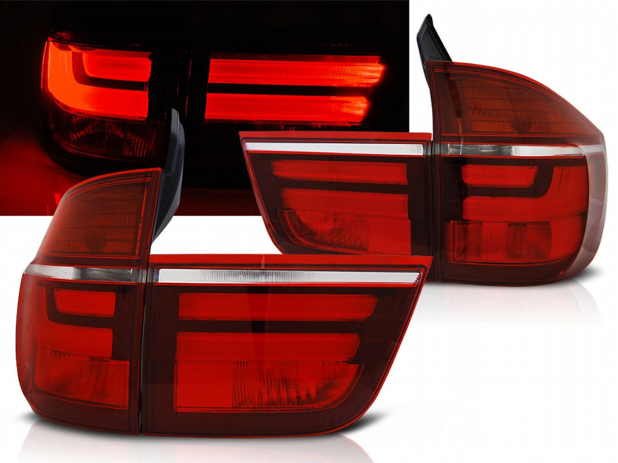LED Rückleuchten rot weiß für BMW X5 E70, Tuning Rücklichter Set rot weiß
