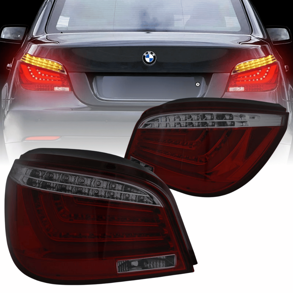 LED Lightbar Rückleuchten in rot matt für BMW E60 07.2003-02.2007