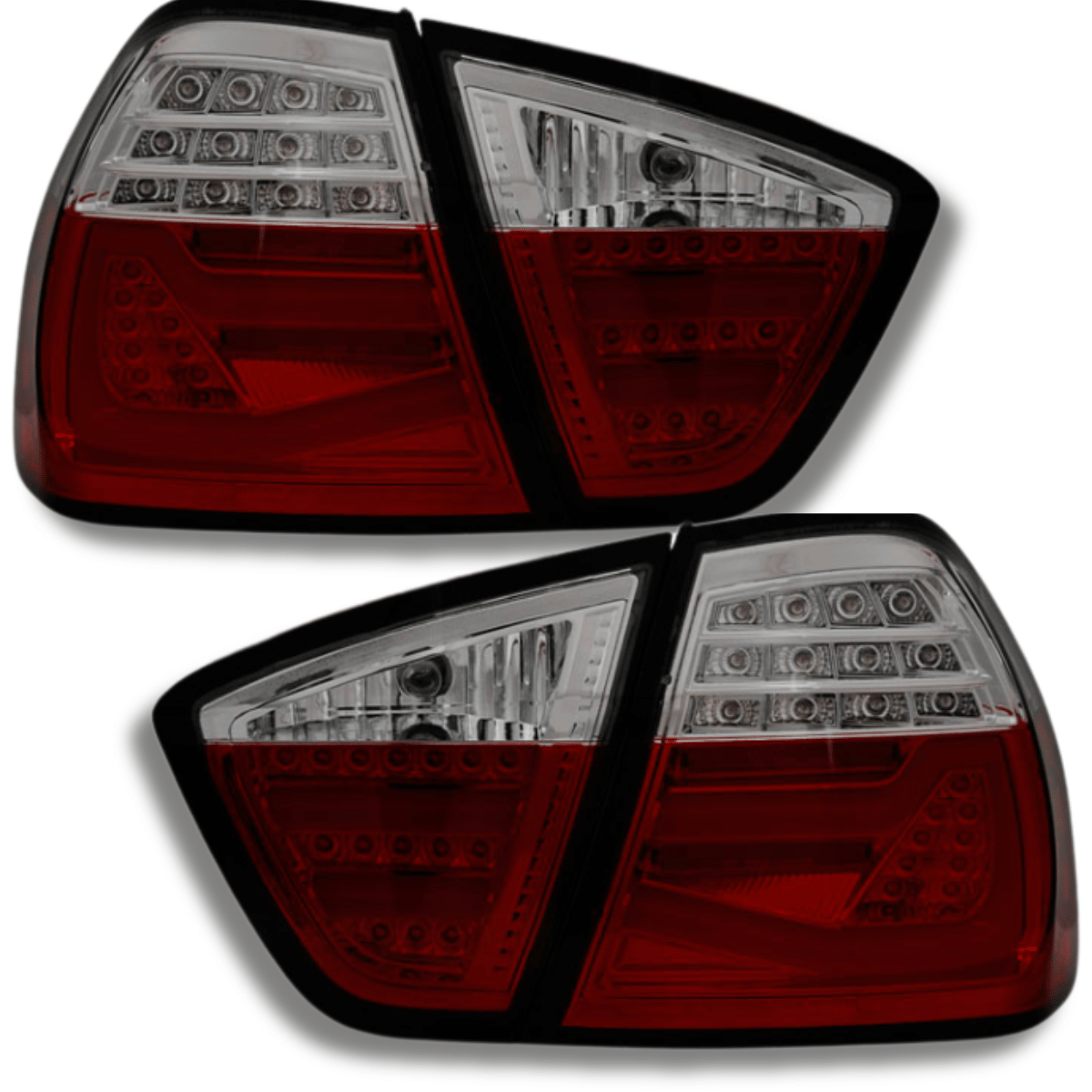 leuchten LED rot schwarz mit Klarglas-Elementen für sportliches Heck für BMW E90 E91 Rück
