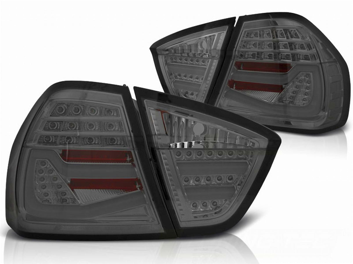 leuchten smoked LED mit roten Streifen Tuning für BMW E90 E91 Rück